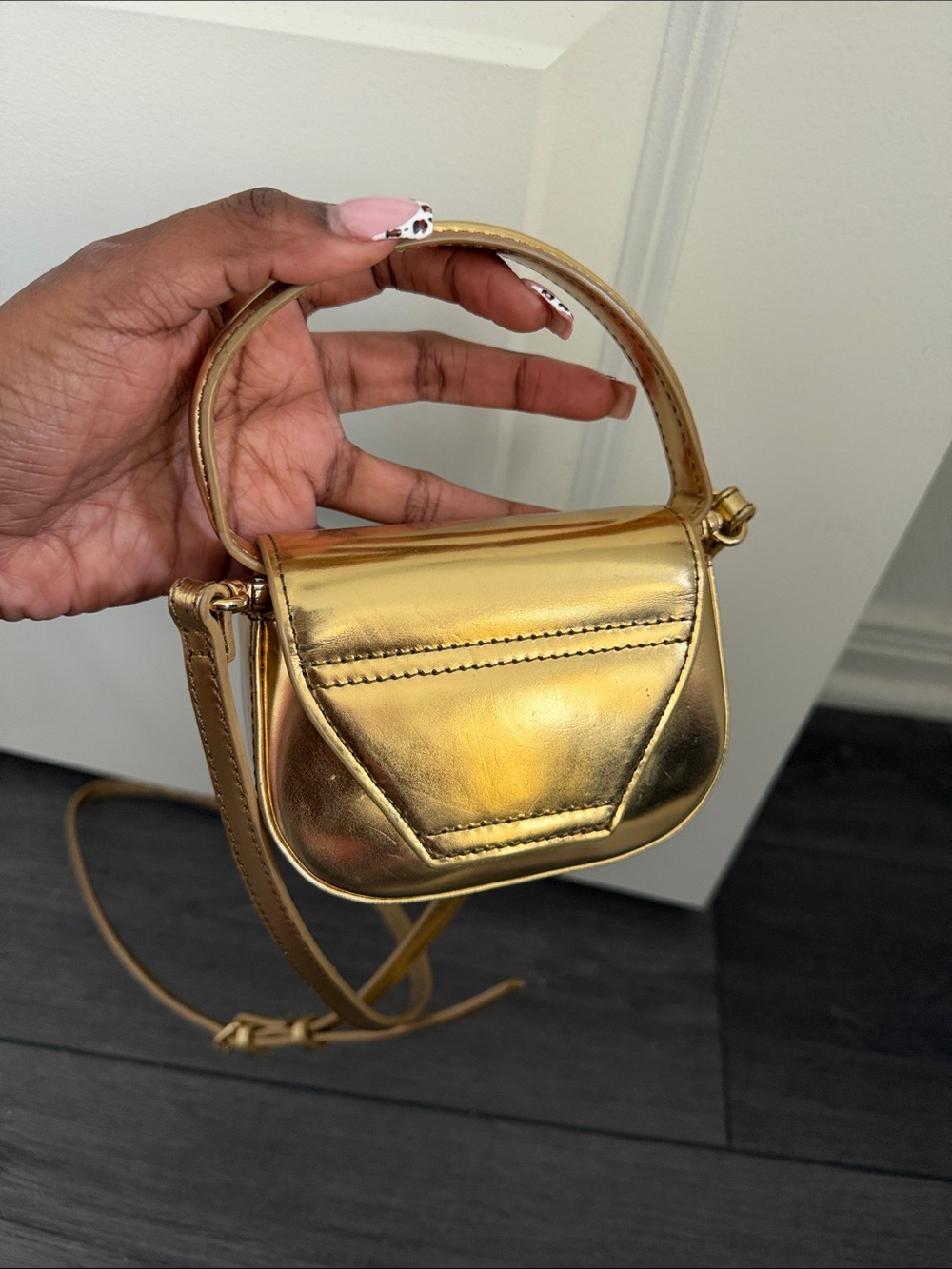 Diesel Metallic Gold Mini Crossbody with Top Handle - Picture 3 of 3